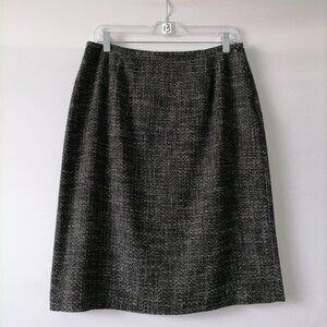 Jones New York Womens Black Wool Tweed High Waist Lucy Pencil Skirt Size 14